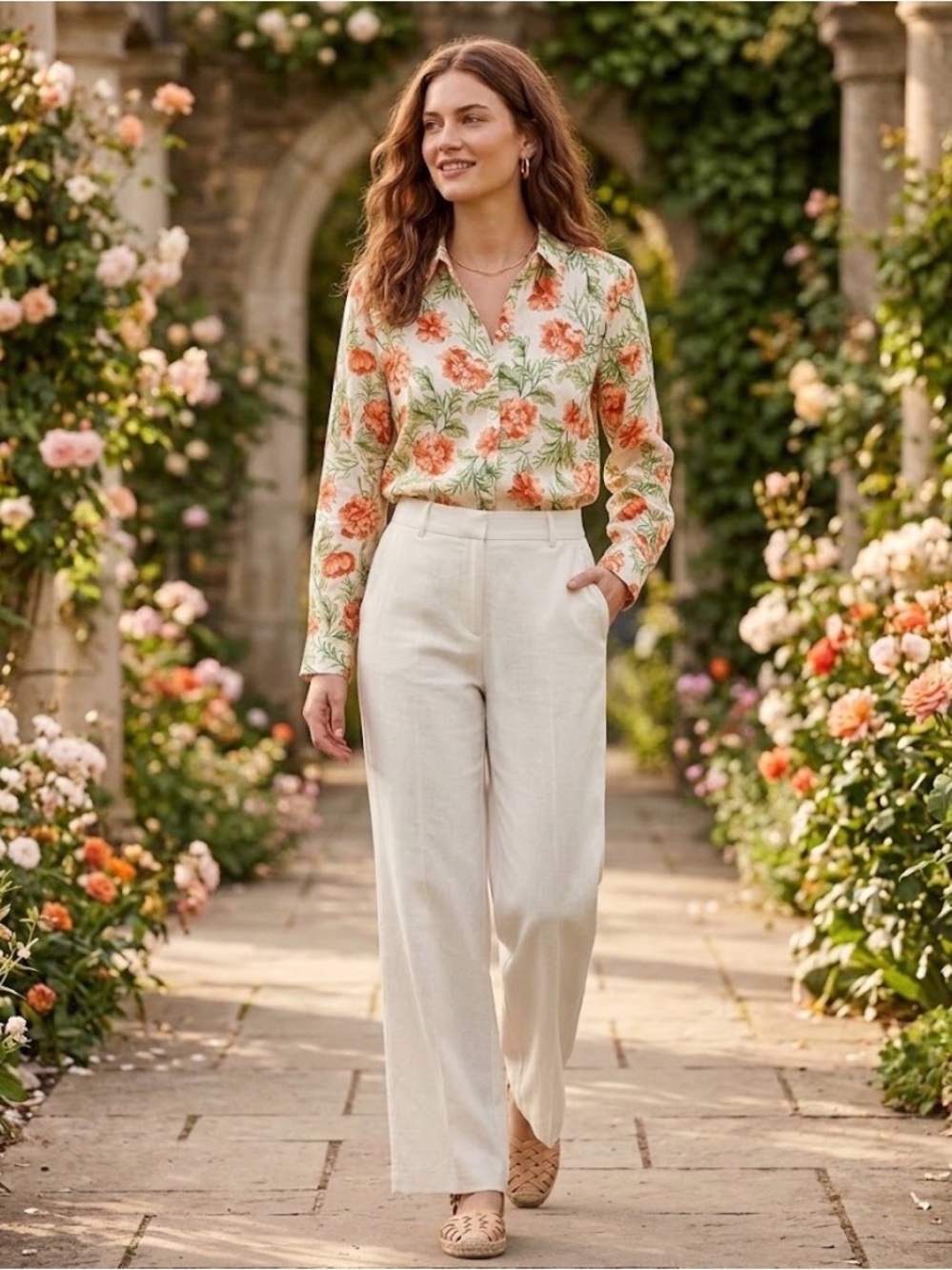 NWT Joie 100% Linen Floral Button-Up Shirt | Size S